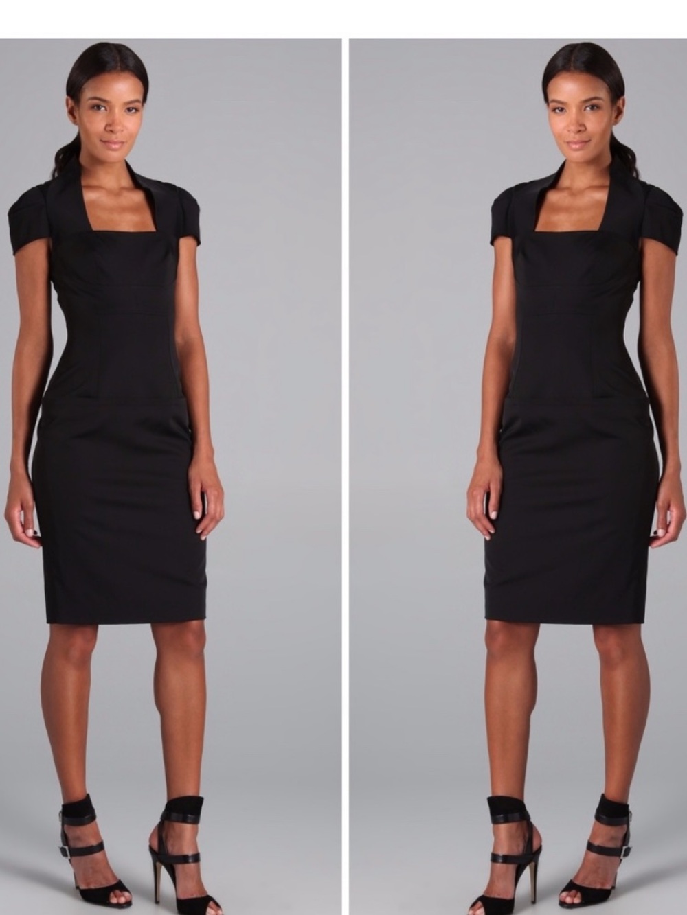 Lela Rose Square Neck Cap Sleeve Black Dress 4 - Picture 10 of 10